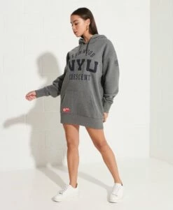 SUPERDRY College Graphic Oversized Hoodie Dress Risk Red