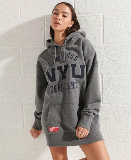 SUPERDRY College Graphic Oversized Hoodie Dress Darkest Charcoal Marl 7 SUPERDRY College Graphic Oversized Hoodie Dress Darkest Charcoal Marl - Image 7