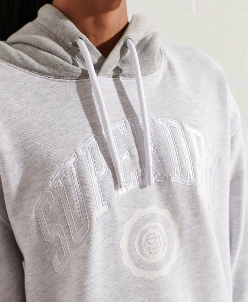 SUPERDRY Varsity Arch Oversized Hoodie Ice Marl 3 SUPERDRY Varsity Arch Oversized Hoodie Ice Marl - Image 3