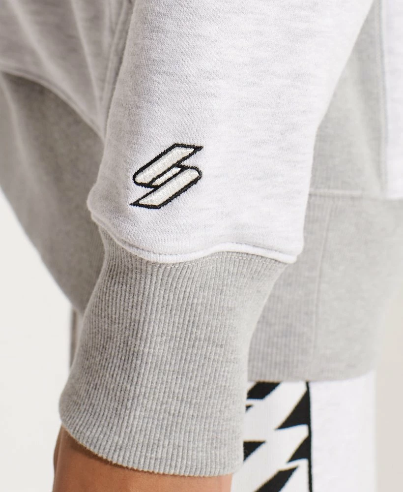 SUPERDRY Varsity Arch Oversized Hoodie Ice Marl 4 SUPERDRY Varsity Arch Oversized Hoodie Ice Marl - Image 4