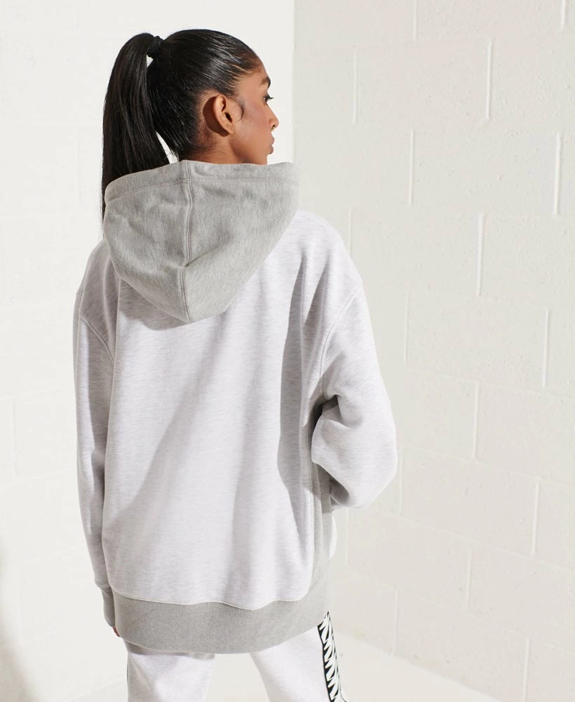 SUPERDRY Varsity Arch Oversized Hoodie Ice Marl 2 SUPERDRY Varsity Arch Oversized Hoodie Ice Marl - Image 2