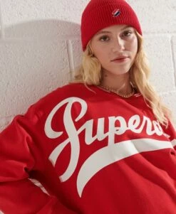 SUPERDRY Strikeout Oversized Crew Sweatshirt Risk Red -Sportswear Sales 2022 upload9223368955665956366 1