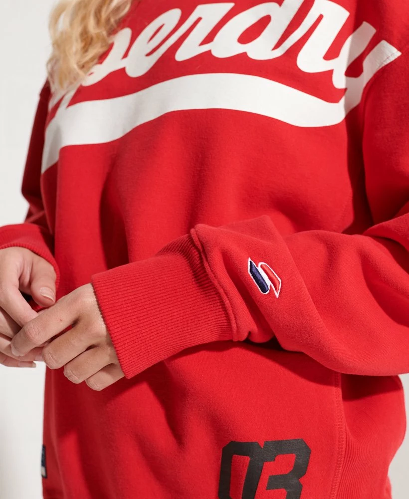 SUPERDRY Strikeout Oversized Crew Sweatshirt Risk Red 3 SUPERDRY Strikeout Oversized Crew Sweatshirt Risk Red - Image 3