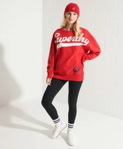 SUPERDRY Strikeout Oversized Crew Sweatshirt Risk Red