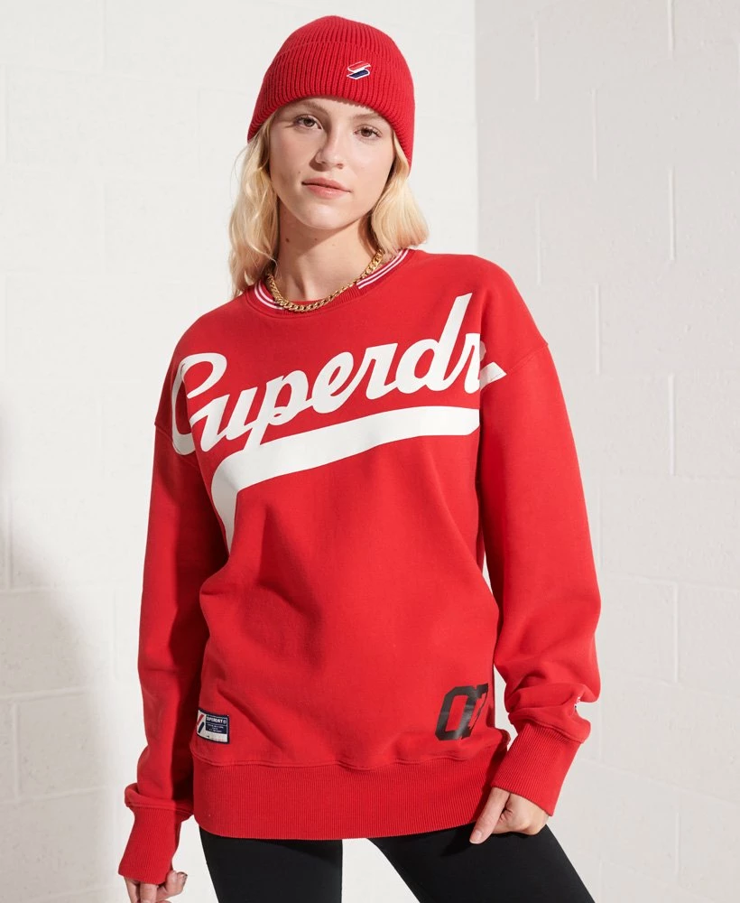 SUPERDRY Strikeout Oversized Crew Sweatshirt Risk Red 2 SUPERDRY Strikeout Oversized Crew Sweatshirt Risk Red - Image 2