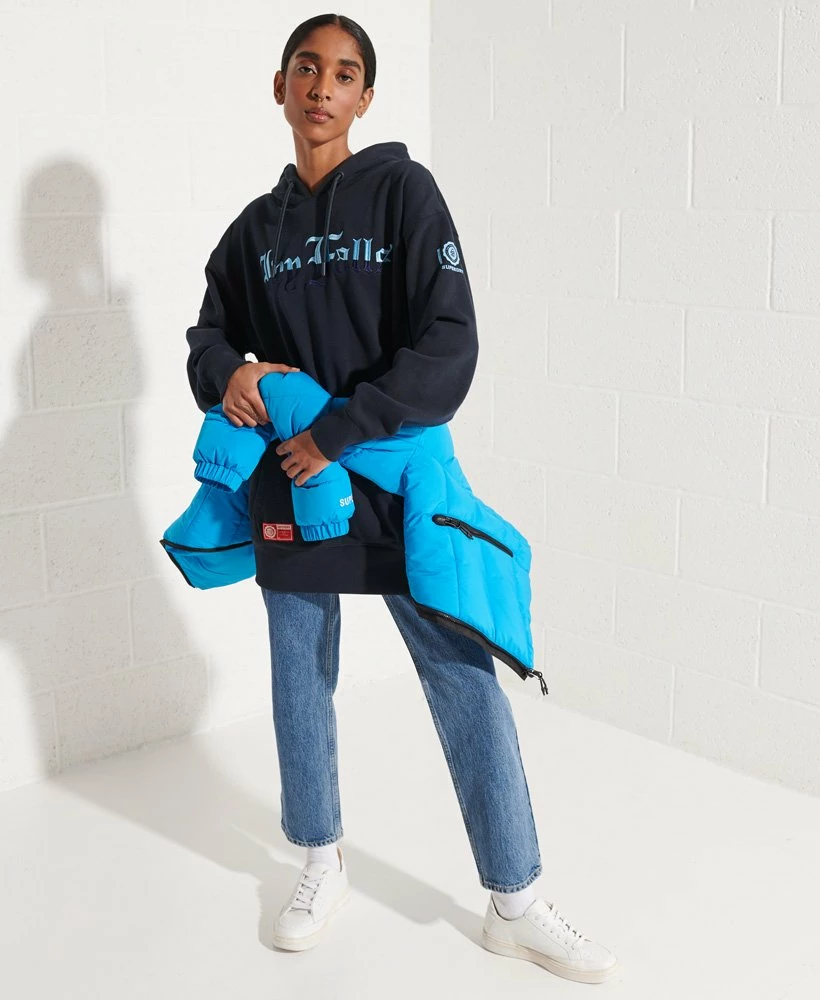 SUPERDRY College Graphic Oversized Hoodie Dress Lightning Grey Grindle 1 SUPERDRY College Graphic Oversized Hoodie Dress Lightning Grey Grindle