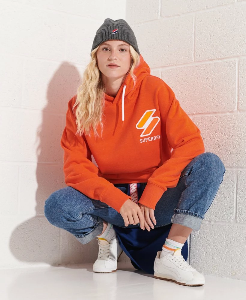 SUPERDRY Code Applique Oversized Hoodie Roseate Pink Marl 3 SUPERDRY Code Applique Oversized Hoodie Roseate Pink Marl - Image 3