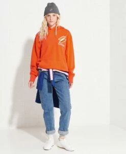 SUPERDRY Code Applique Oversized Hoodie Roseate Pink Marl
