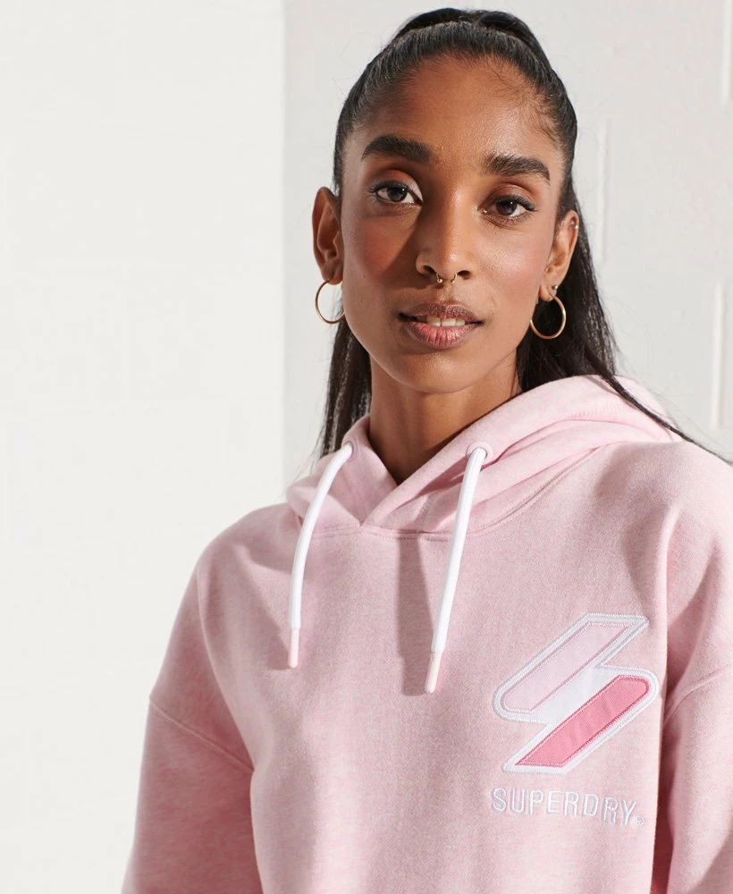 SUPERDRY Code Applique Oversized Hoodie Grey Marl 3 SUPERDRY Code Applique Oversized Hoodie Grey Marl - Image 3