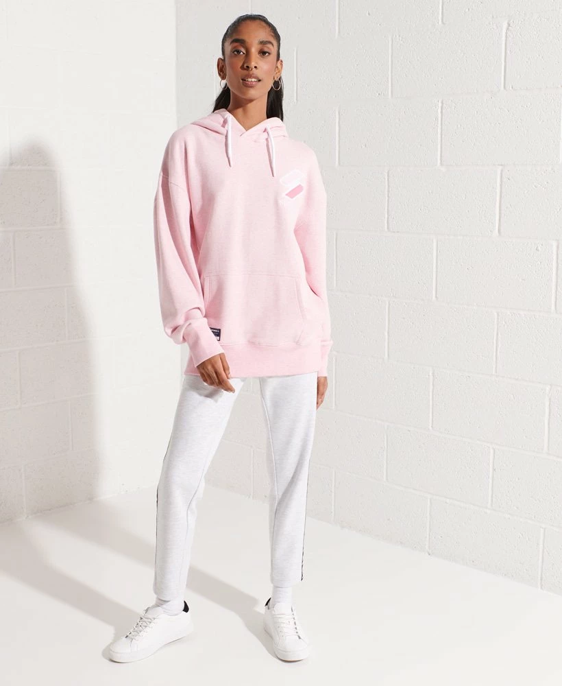 SUPERDRY Code Applique Oversized Hoodie Grey Marl 1 SUPERDRY Code Applique Oversized Hoodie Grey Marl