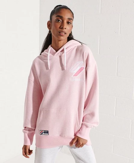 SUPERDRY Code Applique Oversized Hoodie Roseate Pink Marl 9 SUPERDRY Code Applique Oversized Hoodie Roseate Pink Marl - Image 9