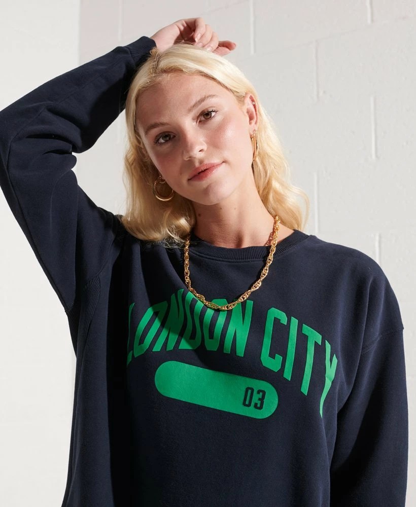 SUPERDRY City College Crew Sweatshirt Dress Mazarine Blue 2 SUPERDRY City College Crew Sweatshirt Dress Mazarine Blue - Image 2