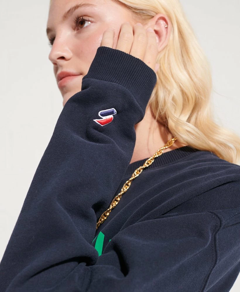 SUPERDRY City College Crew Sweatshirt Dress Mazarine Blue 3 SUPERDRY City College Crew Sweatshirt Dress Mazarine Blue - Image 3