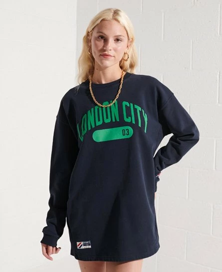 SUPERDRY City College Crew Sweatshirt Dress Grey Slub Grindle 8 SUPERDRY City College Crew Sweatshirt Dress Grey Slub Grindle - Image 8