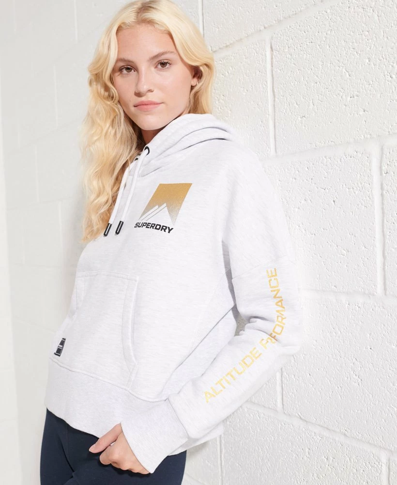 SUPERDRY Mountain Sport Crop Hoodie Ice Marl 2 SUPERDRY Mountain Sport Crop Hoodie Ice Marl - Image 2