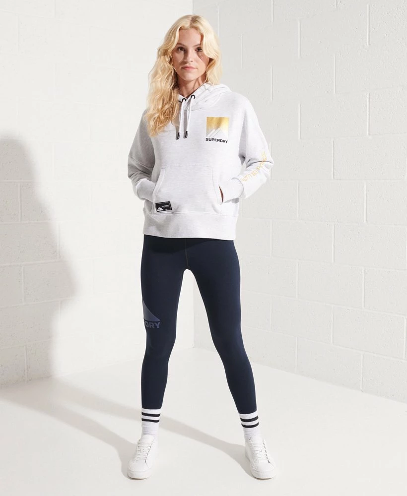 SUPERDRY Mountain Sport Crop Hoodie Ice Marl 1 SUPERDRY Mountain Sport Crop Hoodie Ice Marl