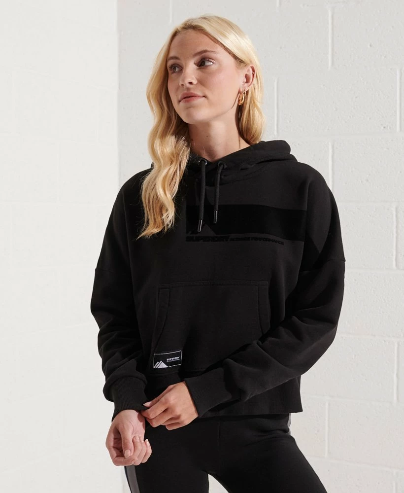 SUPERDRY Mountain Sport Black Crop Hoodie Black 2 SUPERDRY Mountain Sport Black Crop Hoodie Black - Image 2