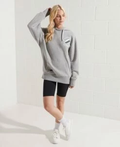 SUPERDRY Code Applique Oversized Hoodie Enamel Green Marl