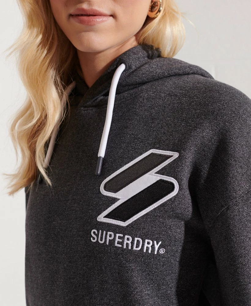 SUPERDRY Code Applique Oversized Hoodie Princedom Blue Marl 3 SUPERDRY Code Applique Oversized Hoodie Princedom Blue Marl - Image 3