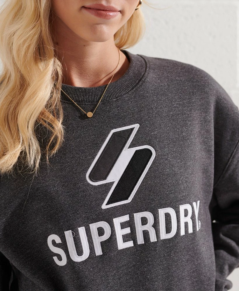 SUPERDRY Code Logo Applique Crew Sweatshirt Low Light Black Grit 3 SUPERDRY Code Logo Applique Crew Sweatshirt Low Light Black Grit - Image 3