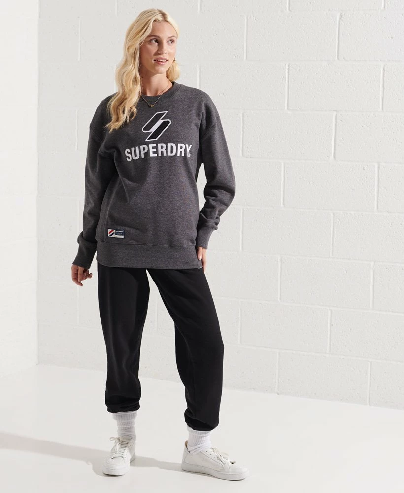 SUPERDRY Code Logo Applique Crew Sweatshirt Low Light Black Grit 1 SUPERDRY Code Logo Applique Crew Sweatshirt Low Light Black Grit