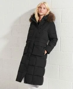 SUPERDRY Longline Faux Fur Everest Coat Black -Sportswear Sales 2022 upload9223368955665959931 1