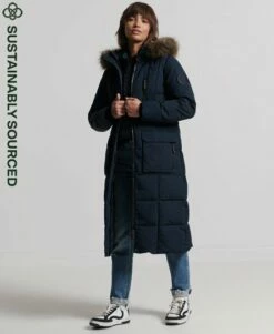 SUPERDRY Longline Faux Fur Everest Coat Black -Sportswear Sales 2022 upload9223368955665967342