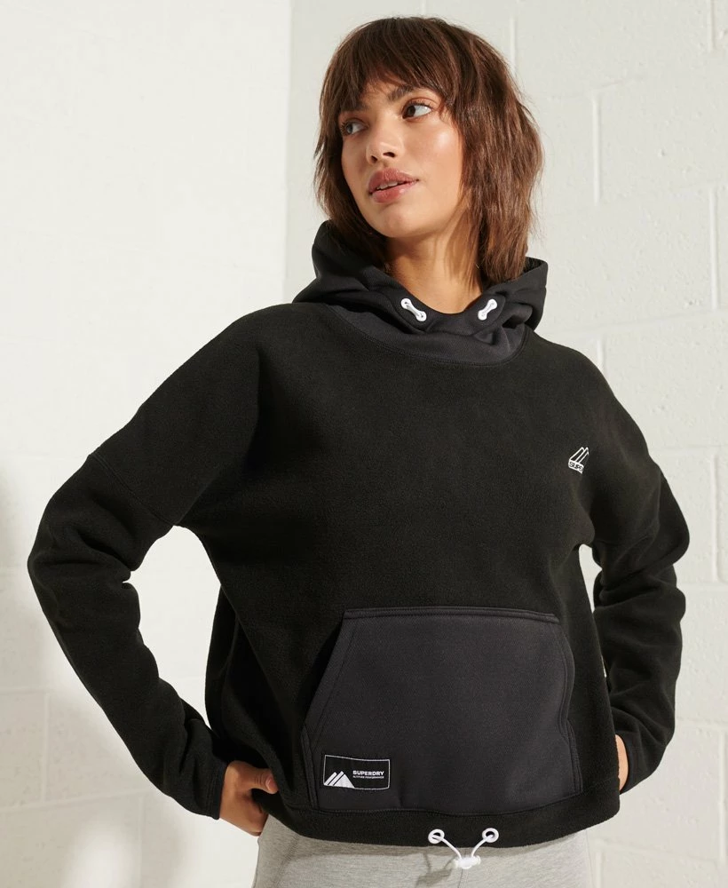 SUPERDRY Mountain Fleece Crop Hoodie Eclipse Navy 3 SUPERDRY Mountain Fleece Crop Hoodie Eclipse Navy - Image 3