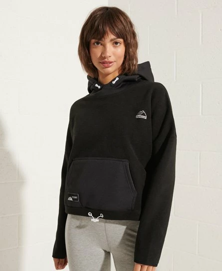 SUPERDRY Mountain Fleece Crop Hoodie Black 9 SUPERDRY Mountain Fleece Crop Hoodie Black - Image 9