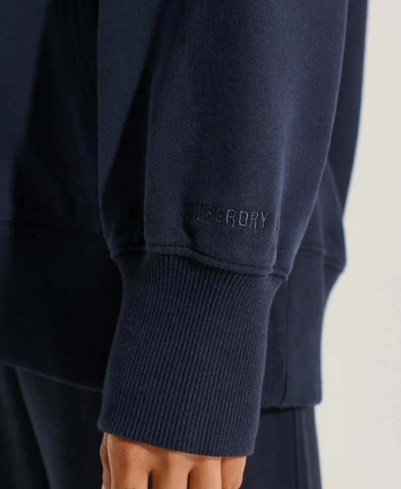 SUPERDRY Organic Cotton Essential Oversized Hoodie Deep Navy 4 SUPERDRY Organic Cotton Essential Oversized Hoodie Deep Navy - Image 4