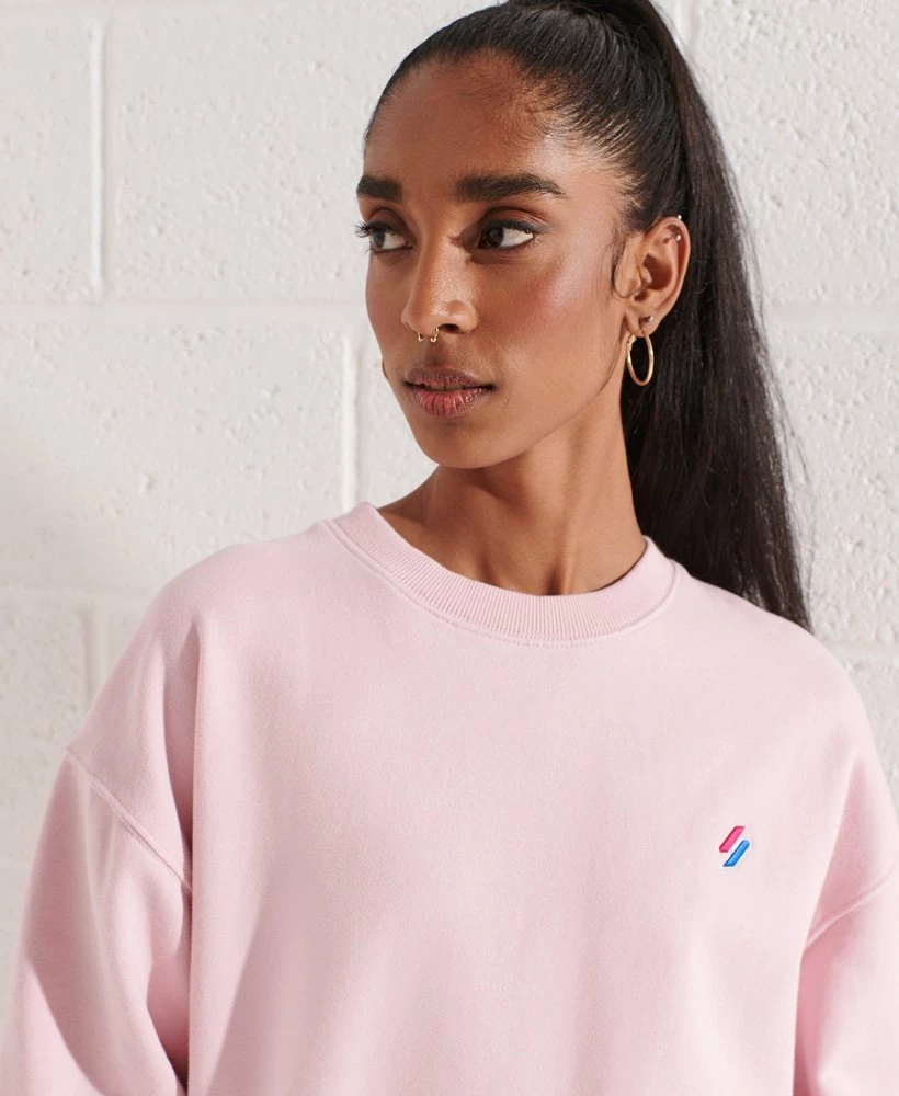 SUPERDRY Organic Cotton Essential Crew Sweatshirt Ice Marl 2 SUPERDRY Organic Cotton Essential Crew Sweatshirt Ice Marl - Image 2