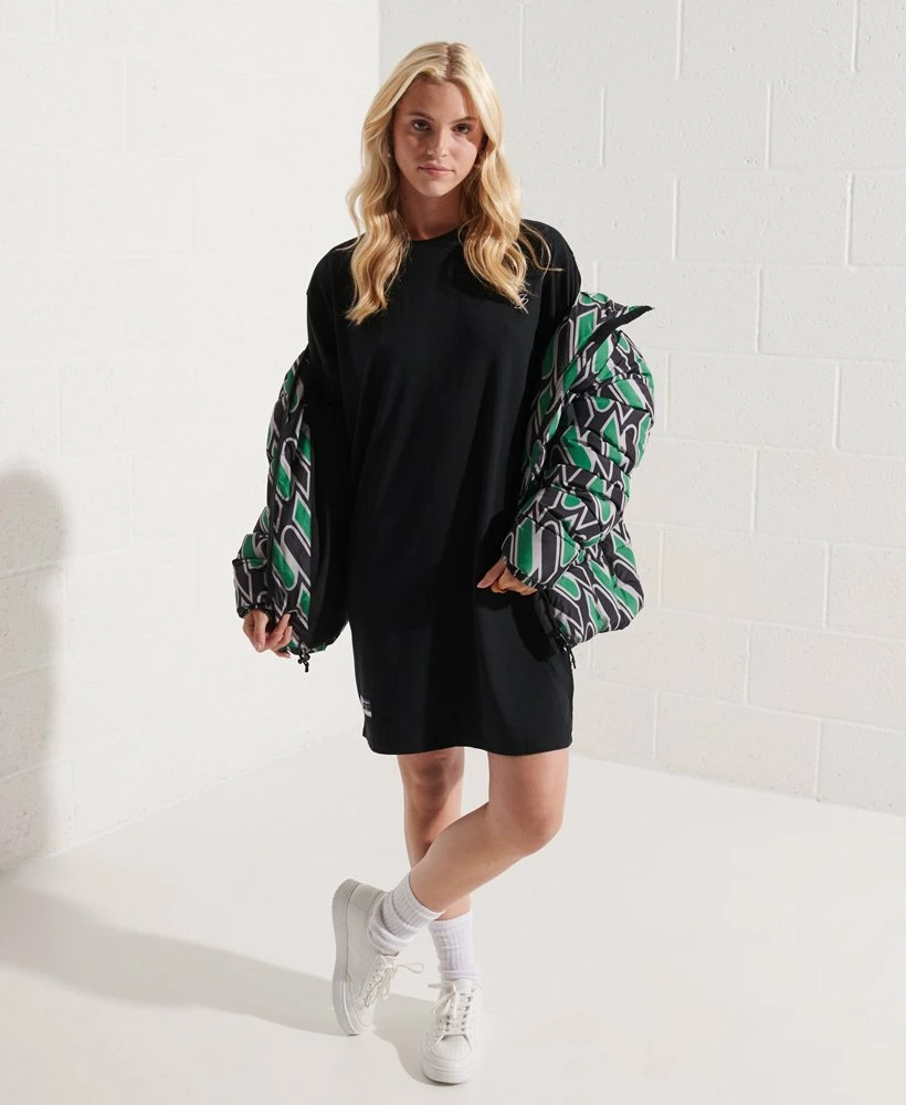 SUPERDRY Organic Cotton Code Essential T-Shirt Dress Ice Marl 1 SUPERDRY Organic Cotton Code Essential T-Shirt Dress Ice Marl