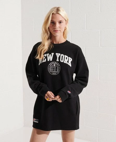 SUPERDRY City College Crew Sweatshirt Dress Grey Slub Grindle 7 SUPERDRY City College Crew Sweatshirt Dress Grey Slub Grindle - Image 7