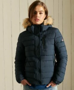 SUPERDRY Classic Faux Fur Fuji Jacket Eclipse Navy