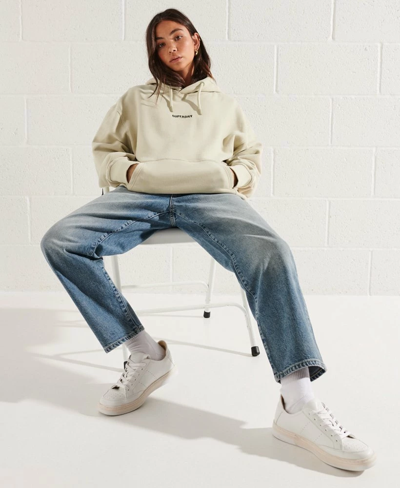 SUPERDRY Micro Logo Oversized Hoodie Black 2 SUPERDRY Micro Logo Oversized Hoodie Black - Image 2