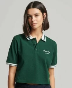 SUPERDRY Crop Boxy Tennis Polo Shirt New Chalk/cadmium Green -Sportswear Sales 2022 upload9223368955666004810 1