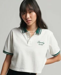 SUPERDRY Crop Boxy Tennis Polo Shirt New Chalk/cadmium Green -Sportswear Sales 2022 upload9223368955666006703 1