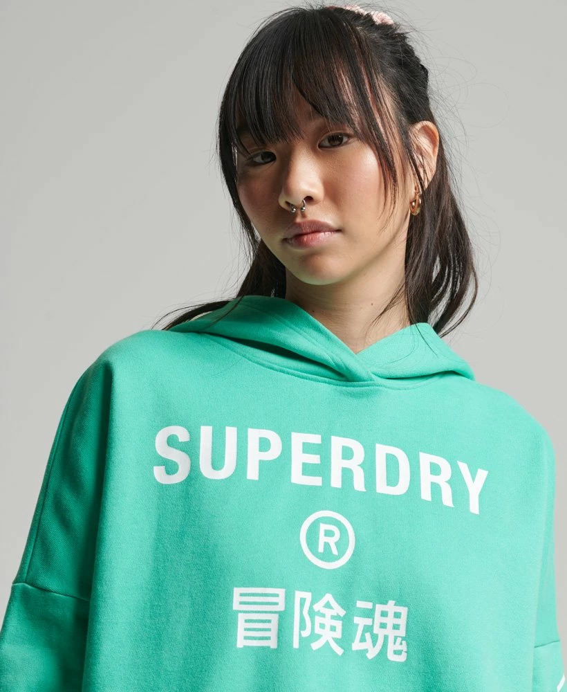 SUPERDRY Code Core Sport Crop Box Hoodie Hyper Fire Coral 2 SUPERDRY Code Core Sport Crop Box Hoodie Hyper Fire Coral - Image 2