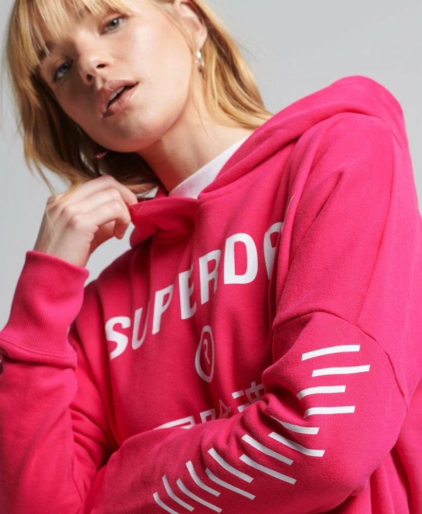 SUPERDRY Code Core Sport Crop Box Hoodie Fuchsia 2 SUPERDRY Code Core Sport Crop Box Hoodie Fuchsia - Image 2