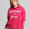SUPERDRY Code Core Sport Crop Box Hoodie Fuchsia