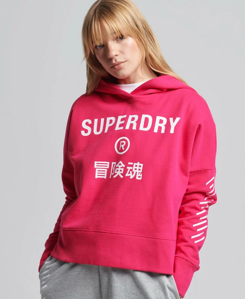 SUPERDRY Code Core Sport Crop Box Hoodie Fuchsia 1 SUPERDRY Code Core Sport Crop Box Hoodie Fuchsia