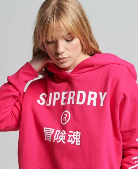 SUPERDRY Code Core Sport Crop Box Hoodie Fuchsia 9 SUPERDRY Code Core Sport Crop Box Hoodie Fuchsia - Image 9