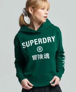 SUPERDRY Code Core Sport Crop Box Hoodie Black