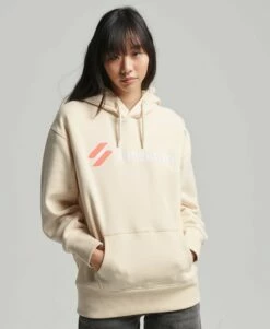 SUPERDRY Code Applique Oversized Hoodie Oatmeal