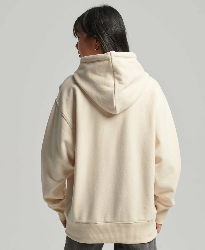 SUPERDRY Code Applique Oversized Hoodie Oatmeal 2 SUPERDRY Code Applique Oversized Hoodie Oatmeal - Image 2