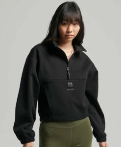 SUPERDRY Tech Batwing Half Zip Sweatshirt Black