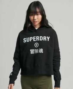 SUPERDRY Code Core Sport Crop Box Hoodie Tropical Green