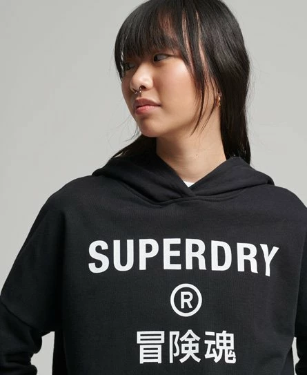 SUPERDRY Code Core Sport Crop Box Hoodie Black 7 SUPERDRY Code Core Sport Crop Box Hoodie Black - Image 7
