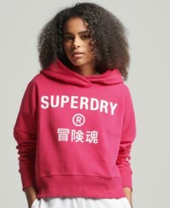 SUPERDRY Sport Crop Box Hoodie Grey Marl