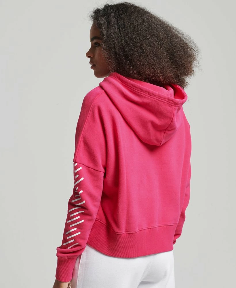 SUPERDRY Sport Crop Box Hoodie Grey Marl 2 SUPERDRY Sport Crop Box Hoodie Grey Marl - Image 2